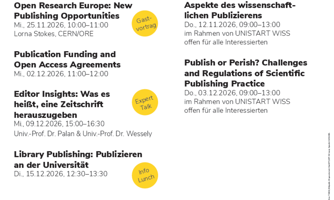 a PDF Flyer of the upcoming workshop offers of UB Graz