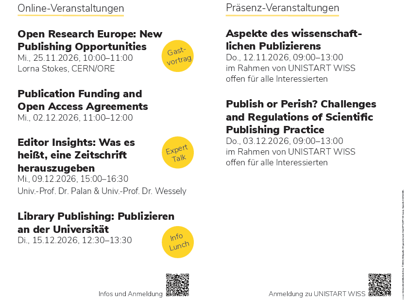 a PDF Flyer of the upcoming workshop offers of UB Graz ©UB Universität Graz