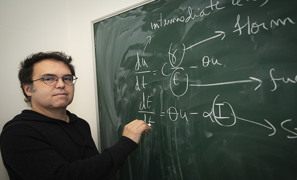 Komplexitätsforscher Bernat Corominas-Murtra hat ein mathematisches Modell eines Tumors erarbeitet, das neue Einblicke in die Rolle von Steroidhormonen auf das Darmkrebswachstum ermöglicht. Foto: Uni Graz/Tzivanopoulos. 