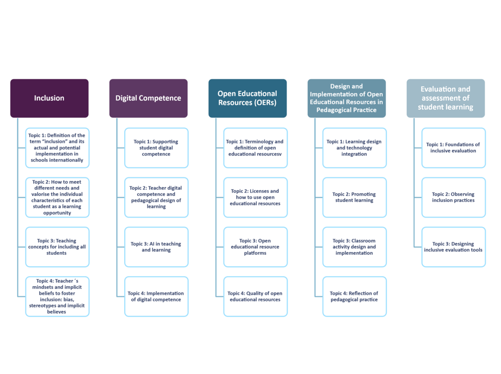 The topics of the EQui-T teacher training 