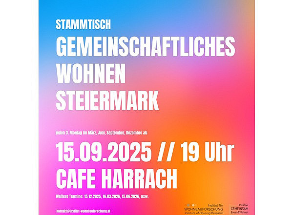 Sujet für den Stammtisch Gemeinschaftliches Wohnen ©Institut für Wohnbauforschung & Initiative Gemeinsam Bauen & Wohnen