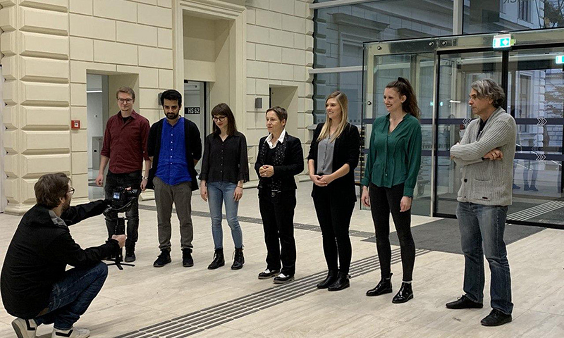 Sieben Testimonials erwecken Arqus im Imagevideo zum Leben. Foto: Uni Graz/Leljak. 