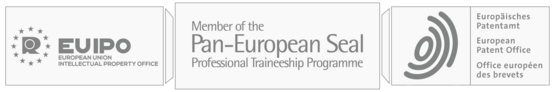 Bildmontage der Logos von EUIPO, Pan-European Seal Programm und des Europäischen Patenamts