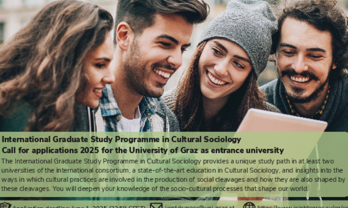 2025 call for applications for the International Graduate Study Programme in Cultural Sociology for the University of Graz as entrance university