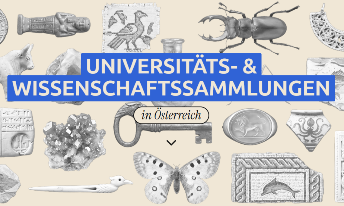 Screenshot des Online-Portals 'Universitäts- und Wissenschaftssammlungen in Österreich'