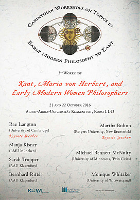 3rd Carinthian Workshop 2016: Kant, Maria von Herbert, and Early Modern Woman Philosohers