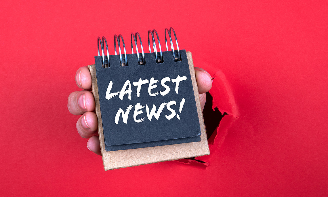 Spiralblock mit Aufschrift Latest News