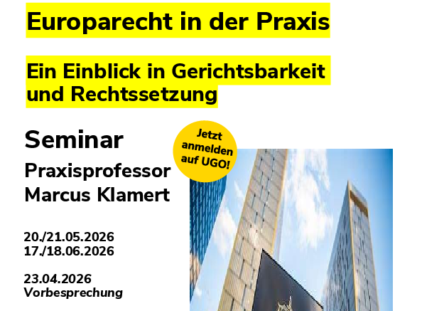Poster - Foto des EuGH, Termine des Seminars 
