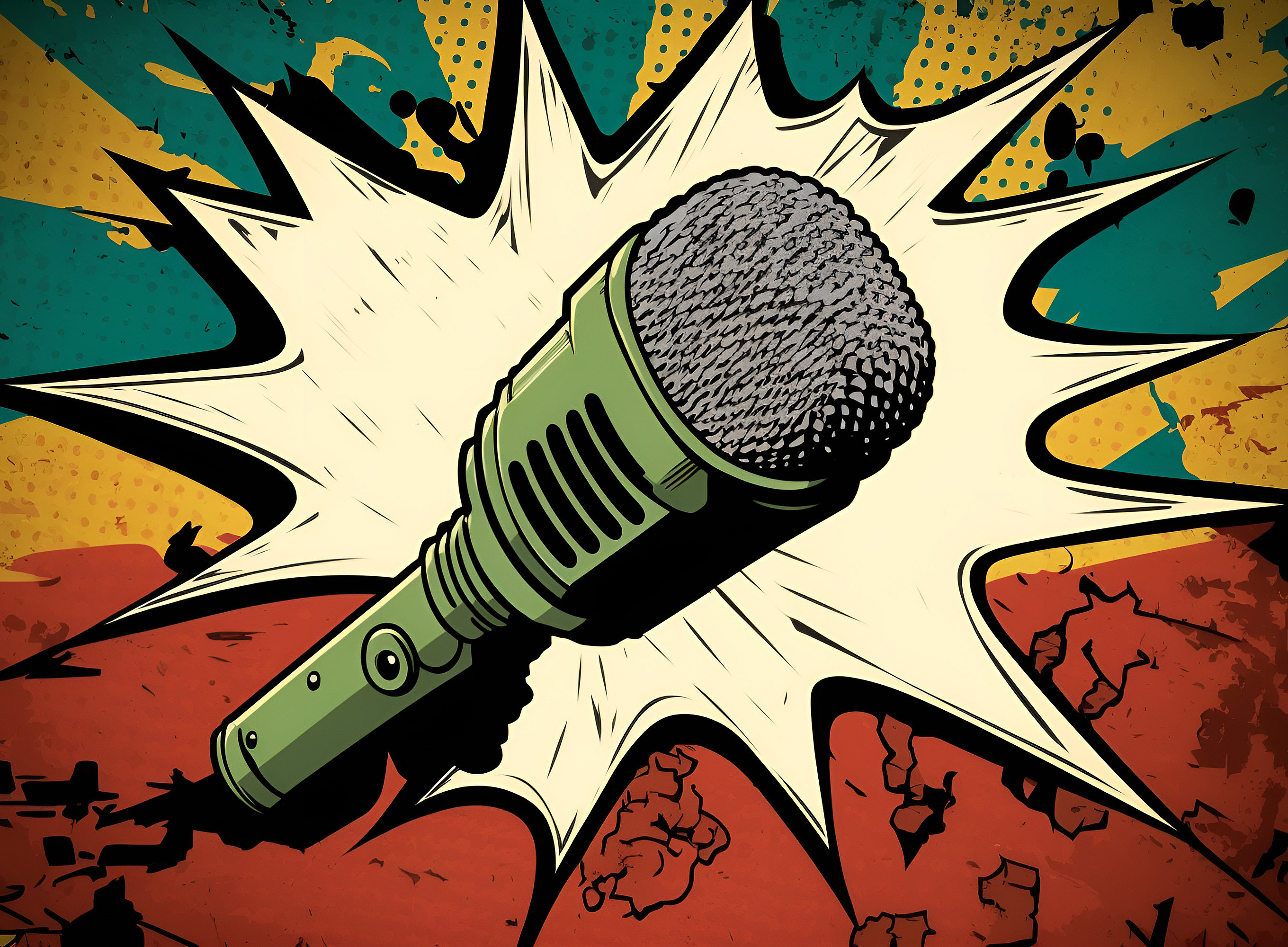 Mikrofon gezeichnet vor buntem Hintergrund ©ali - stock.adobe.com