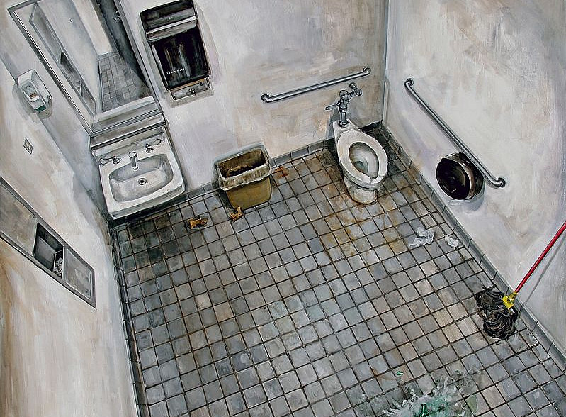 Ölgemälde mit einer Ansicht auf eine Toilette von oben ©Amer Kobašlija 