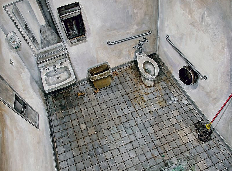 Ölgemälde mit einer Ansicht auf eine Toilette von oben ©Amer Kobašlija 