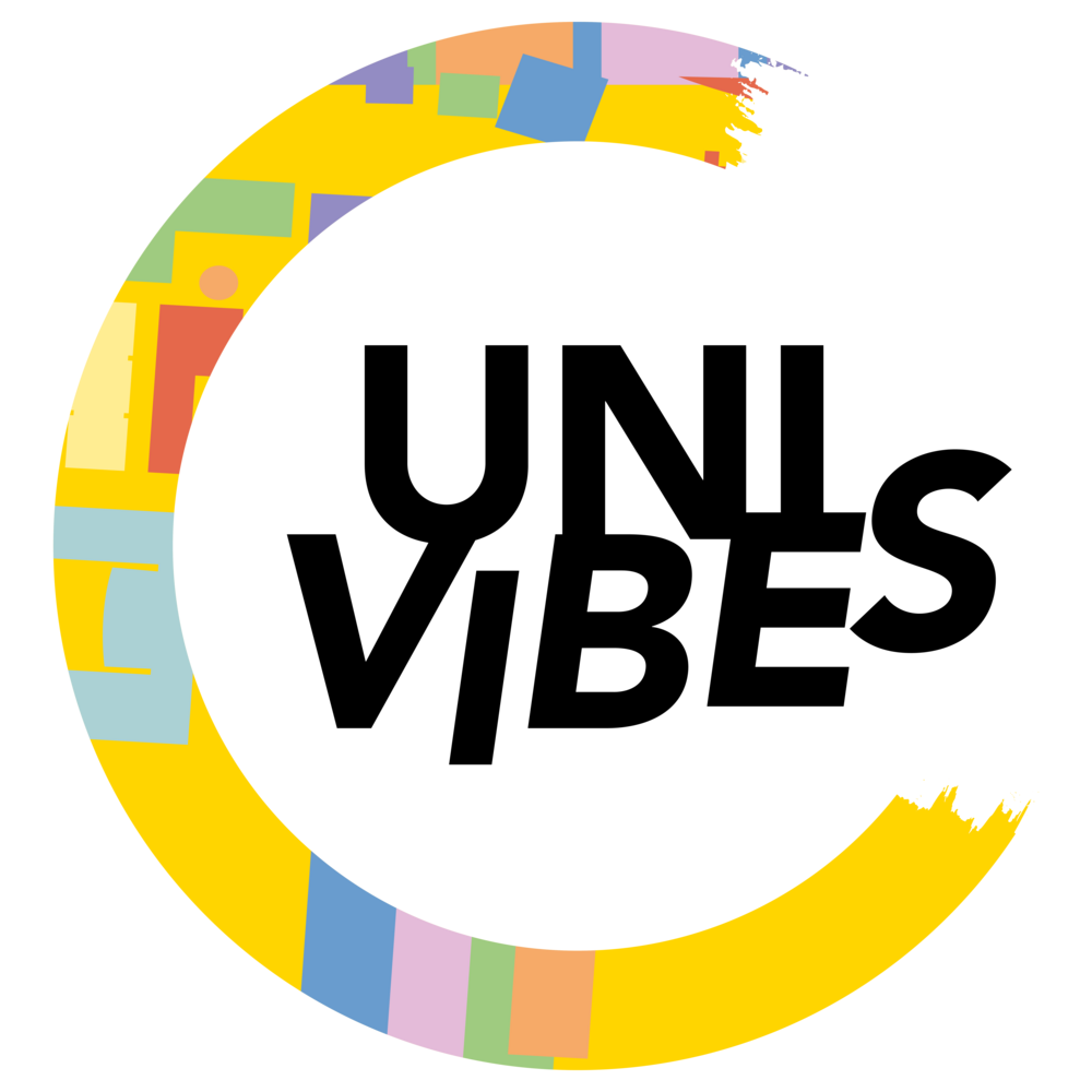 Colourful ring with black ‘Uni Vibes’ lettering 