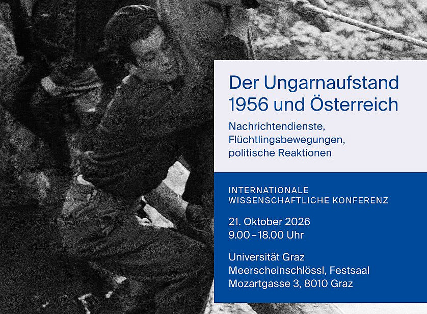 Mann hält Frau und hilft ihr beim Überqueren eines Baumstammes ©Plakat: Ludwig Boltzmann Institut für Kriegsfolgenforschung