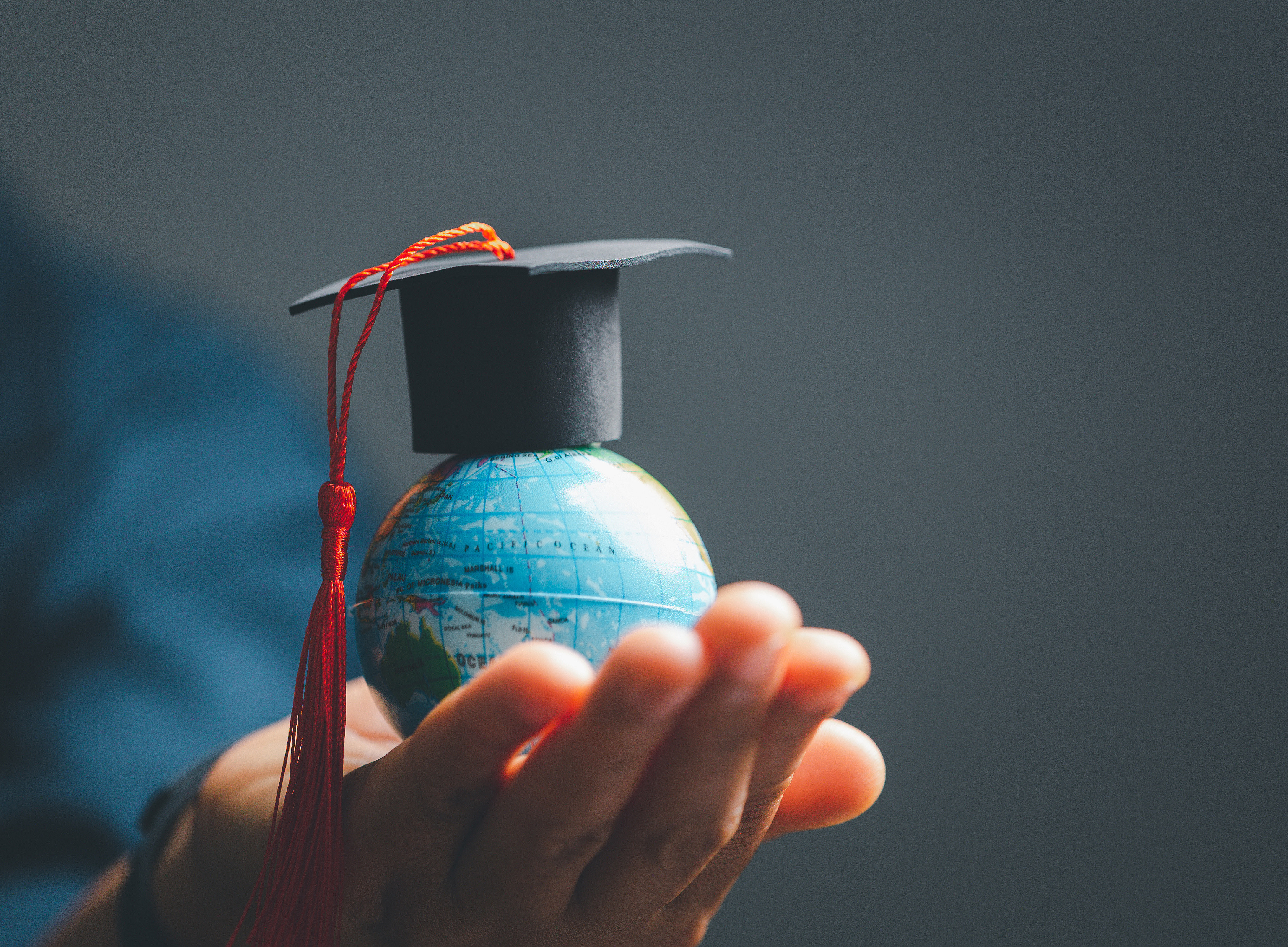 Graduation cap with Earth globe. Concept of global business study, abroad educational, Back to School. Education in Global world, Study abroad business in universities in worldwide. ©JD8 - stock.adobe.com