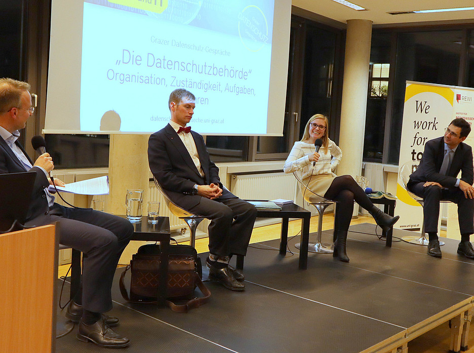 Podium, Grazer Datenschutz-Gespraeche, Die Datenschutzbehoerde, Institut für Rechtswissenschaftliche Grundlagen, REWI Universität Graz. ©Uni Graz/Gosch