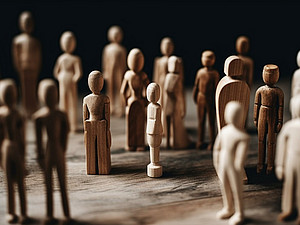 A group of standing wooden figures ©Haruki - stock.adobe.com