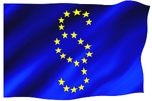 blaue Flagge mit gelben Sternen, die einen Paragraphen formen. Foto: pixabay