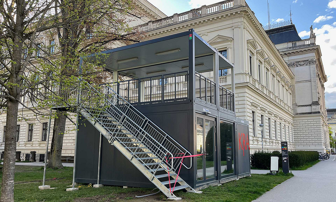 Ein Info-Point zum Graz Center of Physics wird im Frühsommer in Betrieb genommen. Foto: Uni Graz/Angele