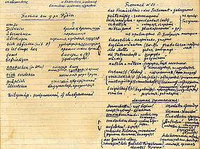 In seinem persönlichen "Wörterbuch" notierte Asonov deutsche Vokabeln und Redewendungen, die er für sich und andere auf Russisch übersetzte. 