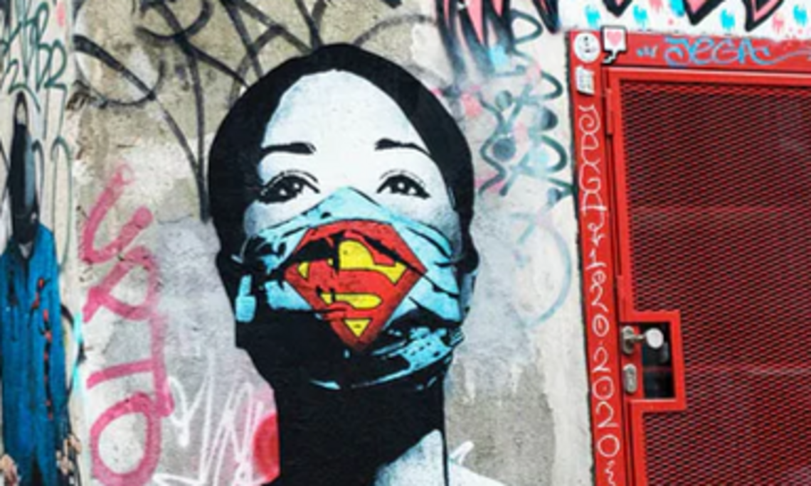 street art: superwoman medical worker