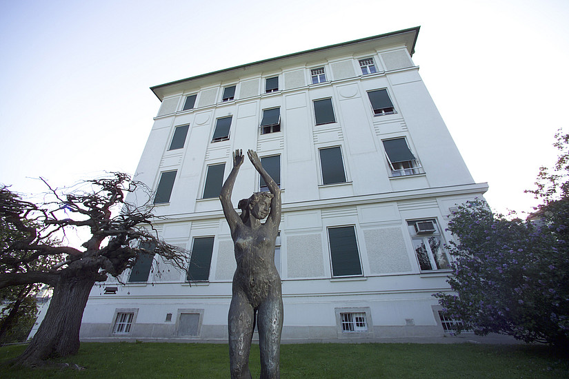 Die Frauenstatue nahe der Radiologie am Universitätsklinikum. Das Webradio der Grazer Universitäten geht heute mit seiner zweiten Sendung on air. Diese ist dem Schwerpunkt "Kunst am Campus" gewidmet.