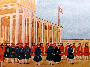 Opening of the Imperial School of Medicine (Mekteb-i Tıbbiye-i Şahane) in Istanbul in the year 1839 with the participation of Sultan Mehmed II 