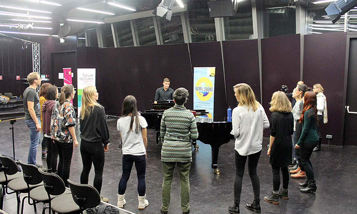 Die Future Lecture 2019 fragte danach, wie Musik und Nachhaltigkeit zusammenpassen. Foto: Uni Graz.
