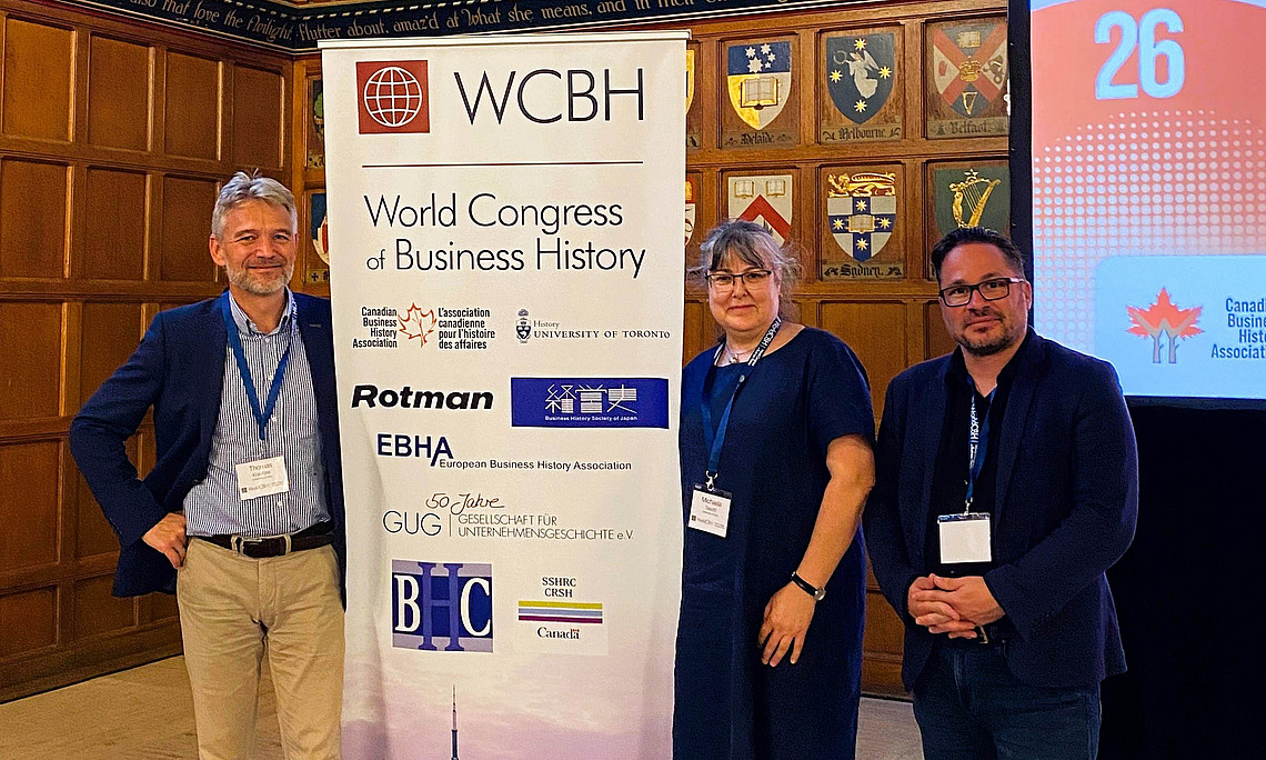 Univ.Prof. Walter Iber, Univ.Prof. Thomas Krautzer und Mag.a Michaela Tasotti beim Business History World Congress in Toronto