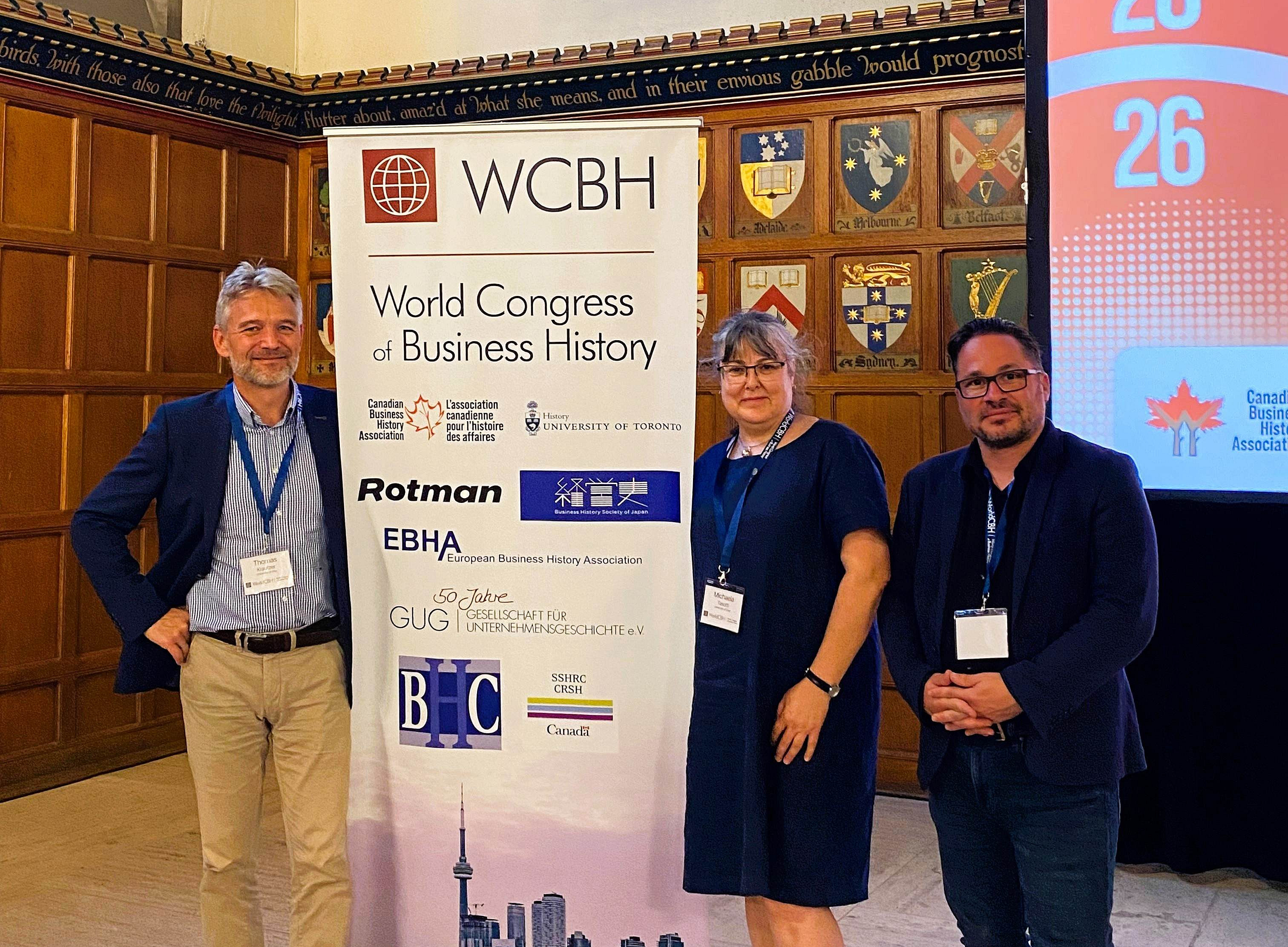 Univ.Prof. Walter Iber, Univ.Prof. Thomas Krautzer und Mag.a Michaela Tasotti beim Business History World Congress in Toronto ©Michaela Tasotti, Uni Graz