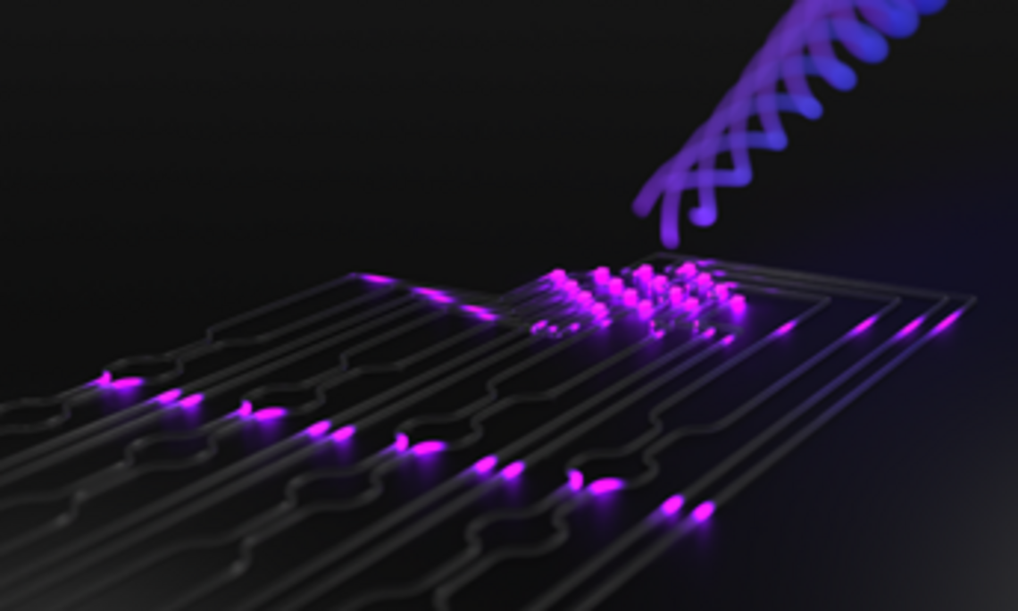 Artistic impression of a photonic integrated circuit for decomposition of complex light fields. 
