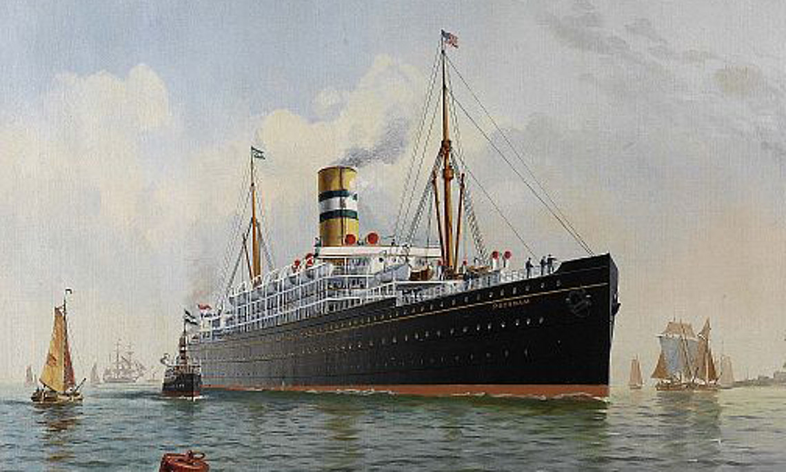 Die Potsdam auf einem Gemälde von Fred Pansing. Das holländische Schiff brachte ab 1900 EmigrantInnen nach New York. Foto: Wikipedia Commons