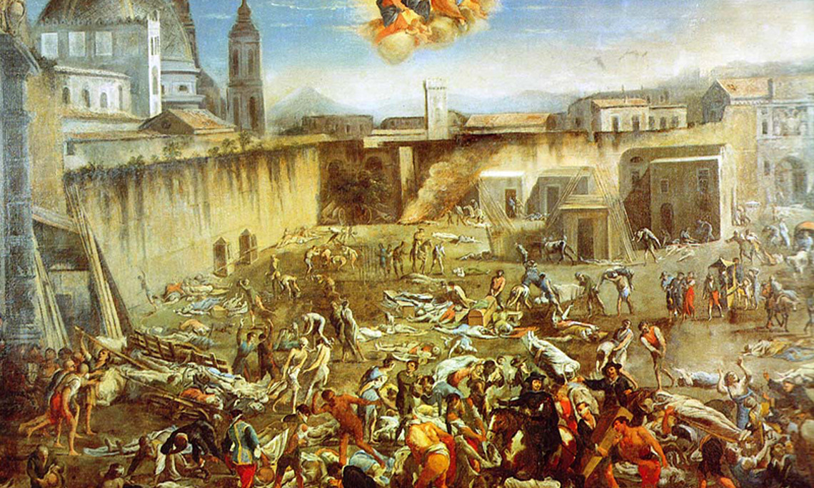 In vergangenen Jahrhunderten gab es bereits Pandemien mit ähnlichen Situationen, Diskussionen und Lösungsstrategien wie heute. 