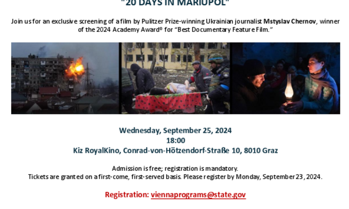 Visual invitation for the event with the information as found in the description of the post. The invitation includes three screenshots from the movie and a number of logos from the sponsors of the event.