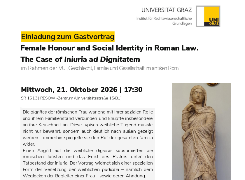 Einladung Gastvortrag De Iuliis ©Uni Graz