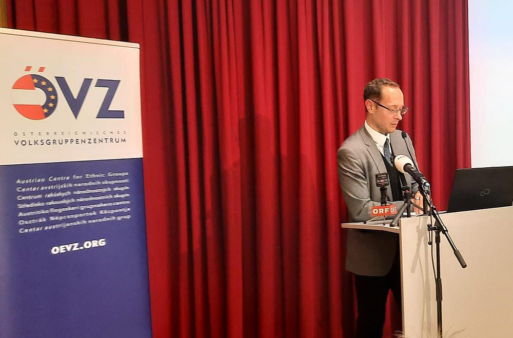 ©Jürgen Pirker Jürgen Pirker at the conference to mark 70 years of Article 7 of the Vienna State Treaty ©Jürgen Pirker