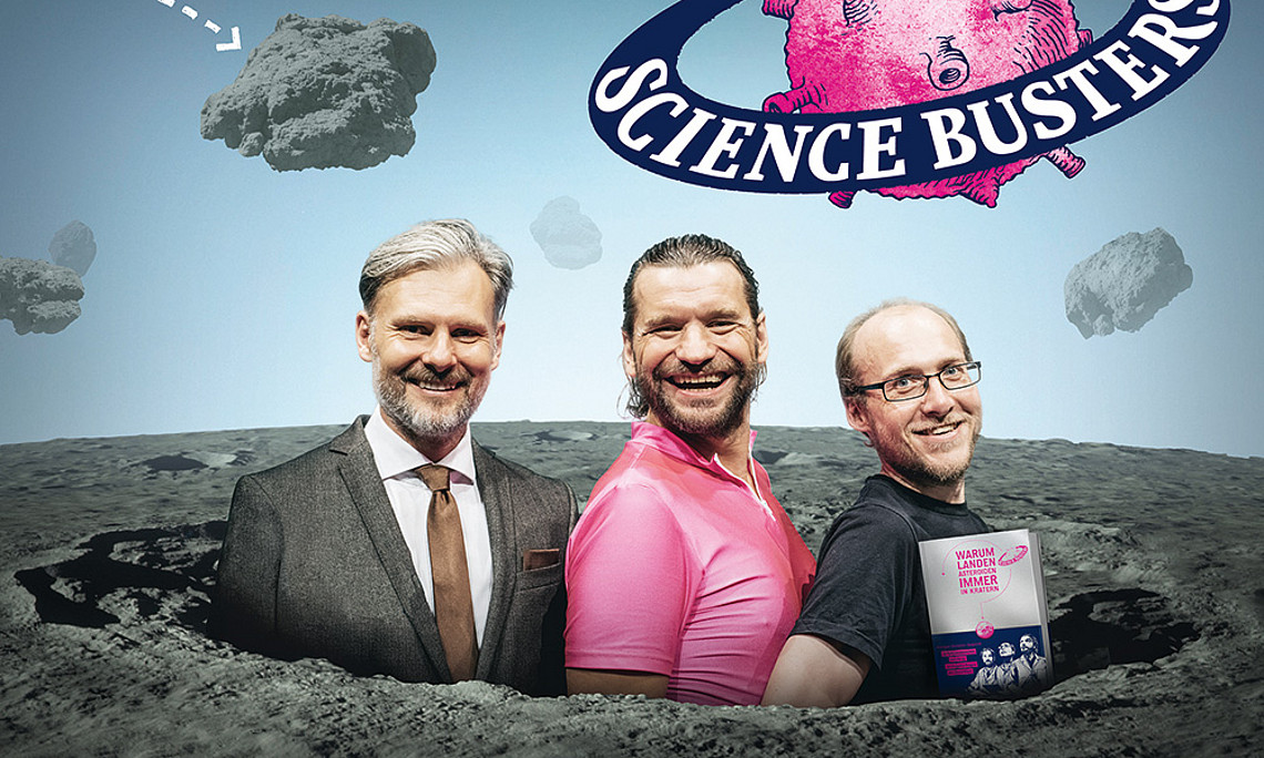 Science Busters Helmut Jungwirth, Martin Puntigam und Florian Freistetter erklären Wissenschaft nun aus einem Uni-Graz-Hörsaal. Foto: Büro Alba