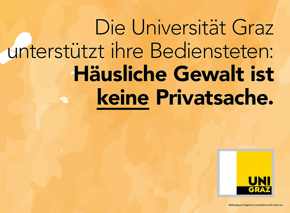 Flyer "LUIS*A am Campus gegen häusliche Gewalt" ©Grafikabteilung Universität Graz, Büro des Arbeitskreises für Gleichbehandlungsfragen