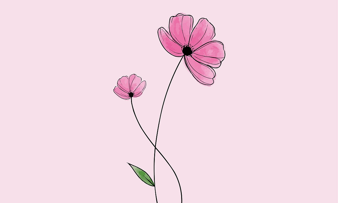 Zarte Blume auf rosarotem Hintergrund