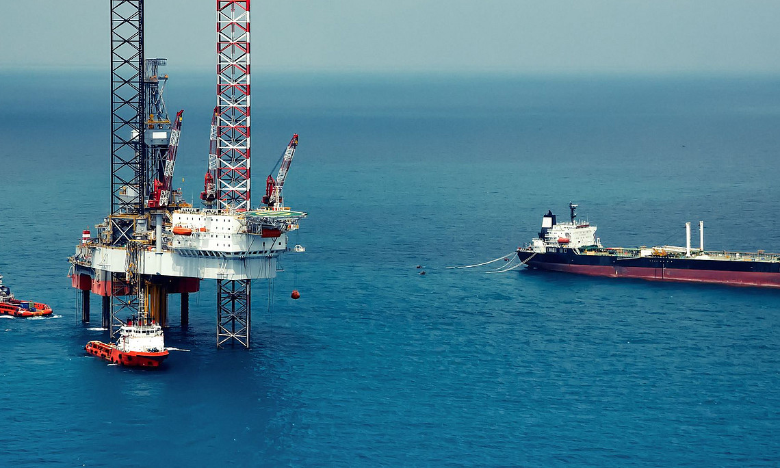 Offshore oil rig drilling platform in the gulf of Thailand