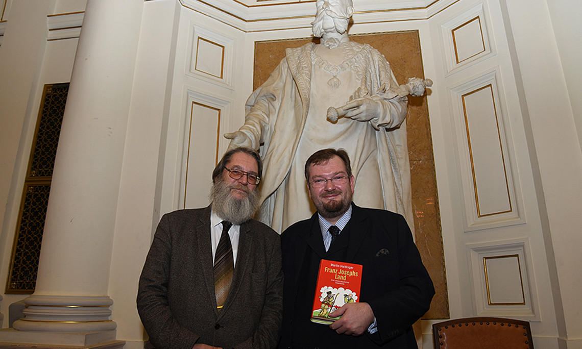Peter Teibenbacher (links) und Martin Haidinger erzählten die "Österreich-Story". Foto: Uni Graz/Schweiger 