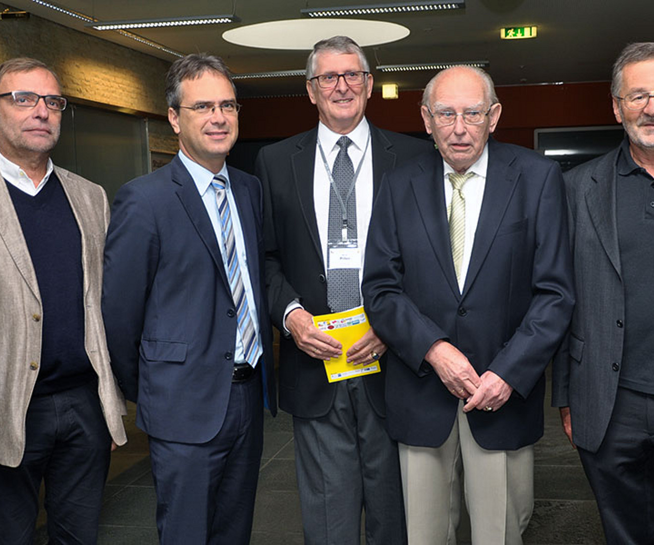 NAWI-Graz-Dekan Martin Mittelbach, Vizerektor Peter Riedler, Prof. Werner Piller, Em.Prof. Helmut W. Flügel und Prof. Franz Neubauer, Präsident der Österreichischen Geologischen Gesellschaft (v.l.)