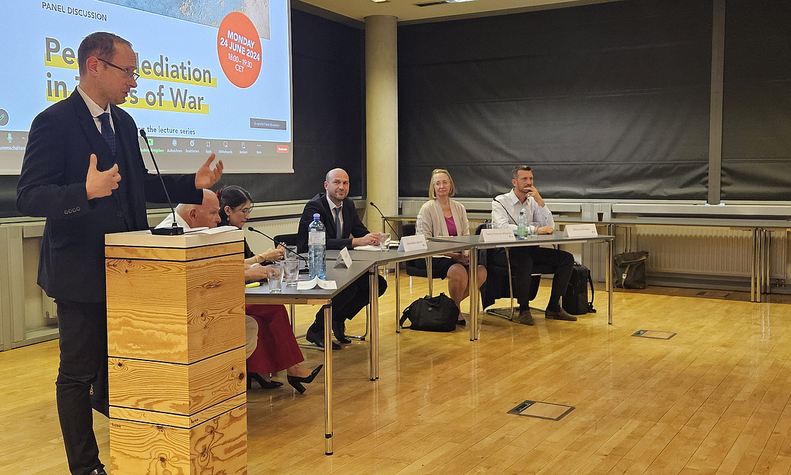 Prof. Pirker addressing the panel and the audience (c) Radchenkova