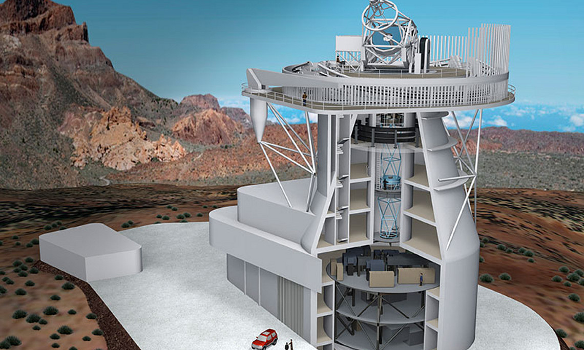 Modell des European Solar Telescope. Grafik: EST