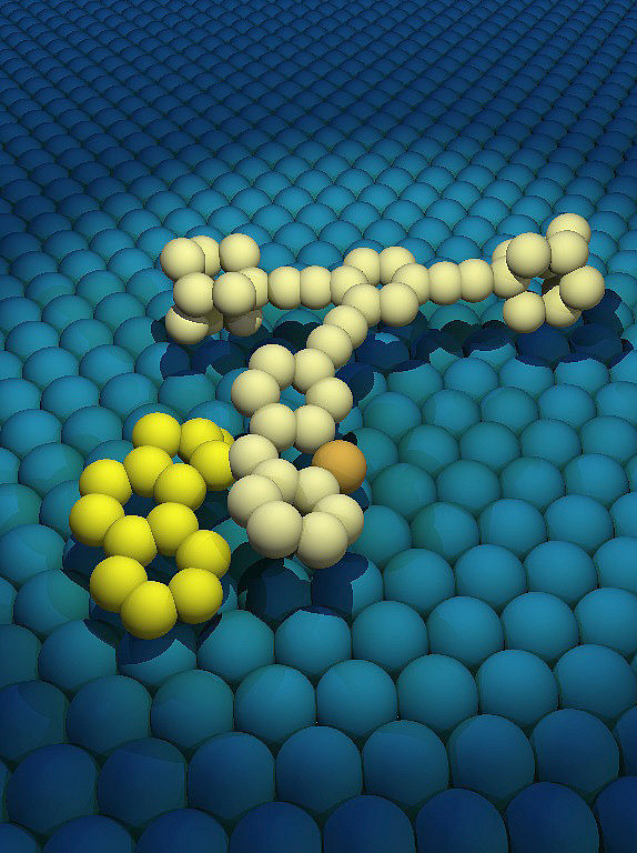 Nano-Maschine, bestehend aus nur einem Molekül, auf einer Oberfläche 