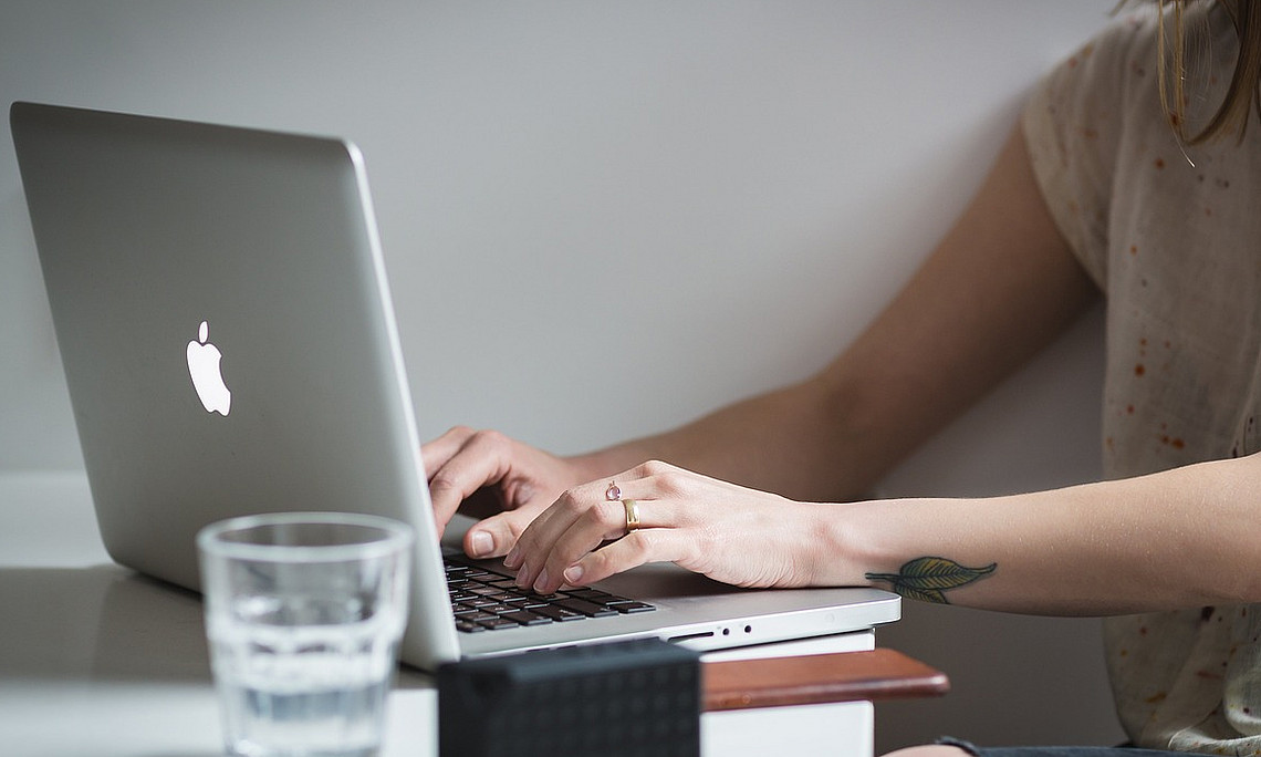 Woman working on laptop