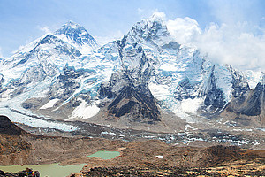 Panoramic view of the Khumbu Glacier in Nepal