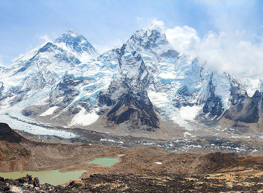 Panoramic view of the Khumbu Glacier in Nepal 