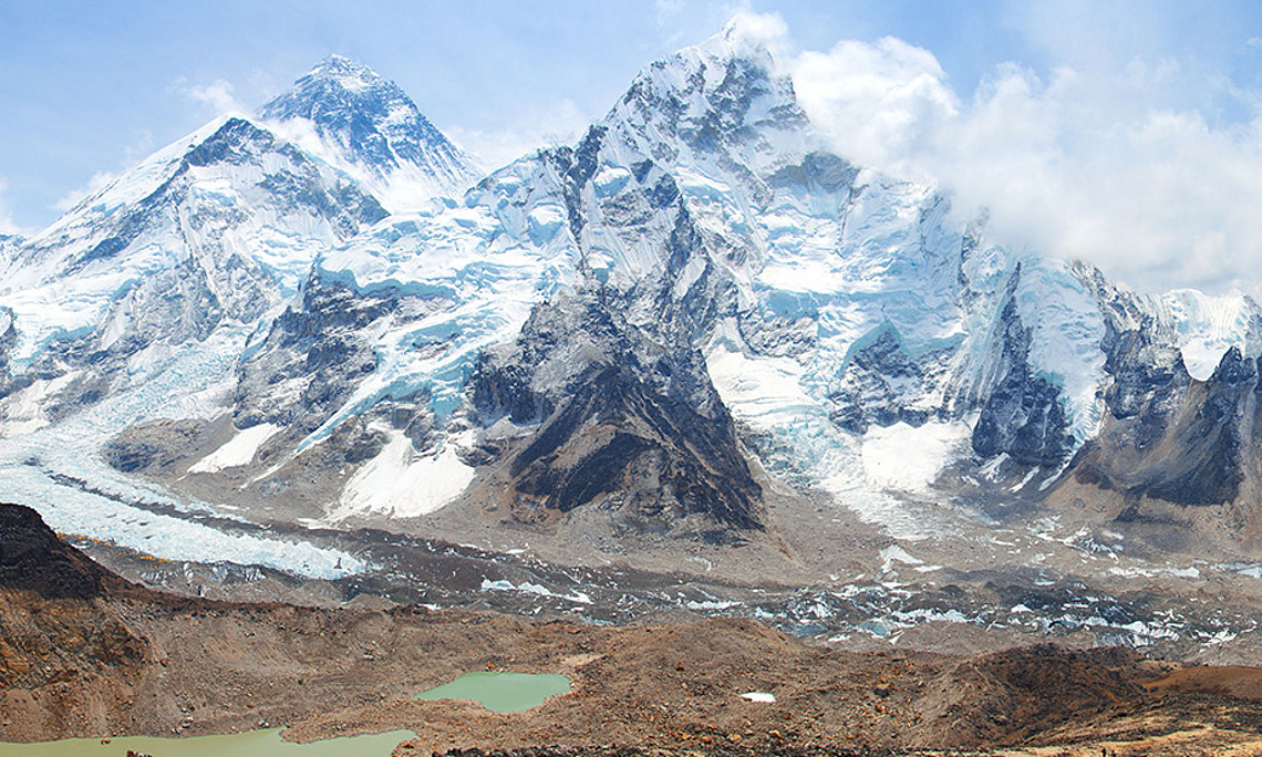 Panoramic view of the Khumbu Glacier in Nepal