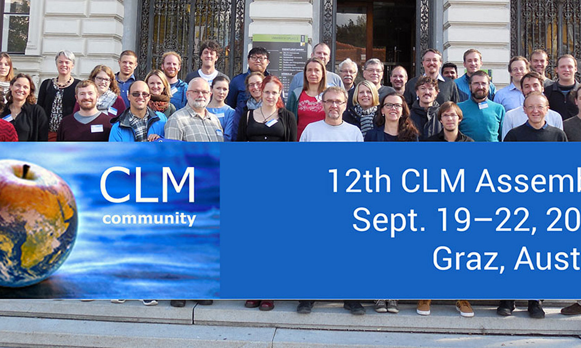 Die TeilnehmerInnen der CLM Community Assembly 2017 vor der Uni Graz. Foto: Uni Graz/Wegener Center