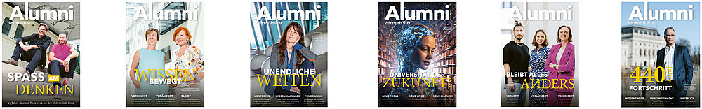 Cover von vergangenen Alumni Magazinen 